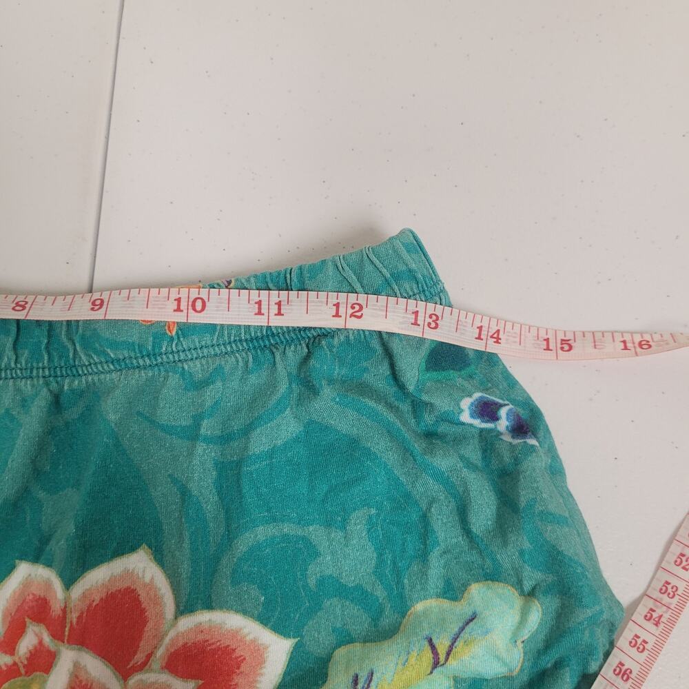 Johnny Was Pajama Set Size M Teal Floral Modal Lounge Sleepwear Resort - Picture 9 of 9